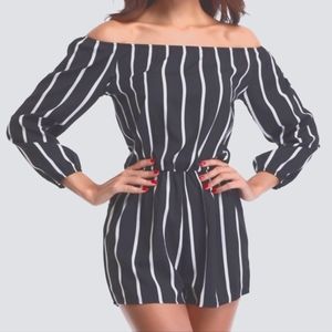 Miss Moly black and white striped romper